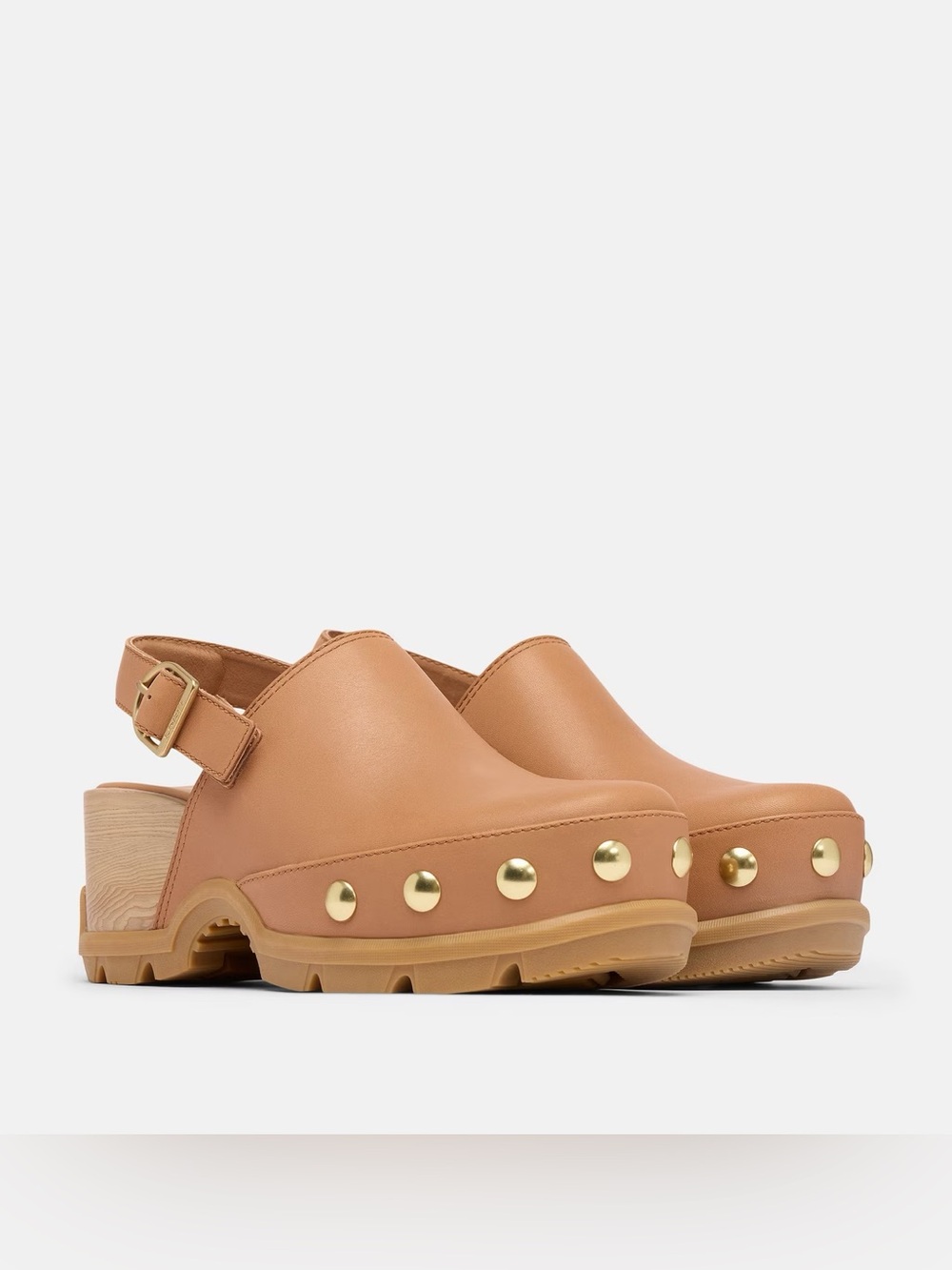 NEW Sorel Tan Leather Studded Clog Mule Roam’n clog